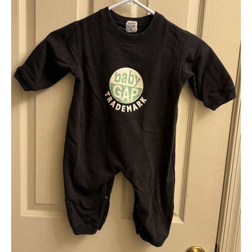 Vintage Baby Gap Trademark One Piece Black Large 12-18‎ Months Rare